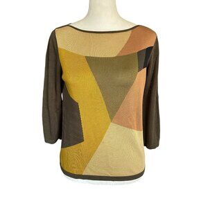 DUE PER DUE women's size PS 3/4 sleeve lightweight multi colored 100% silk top